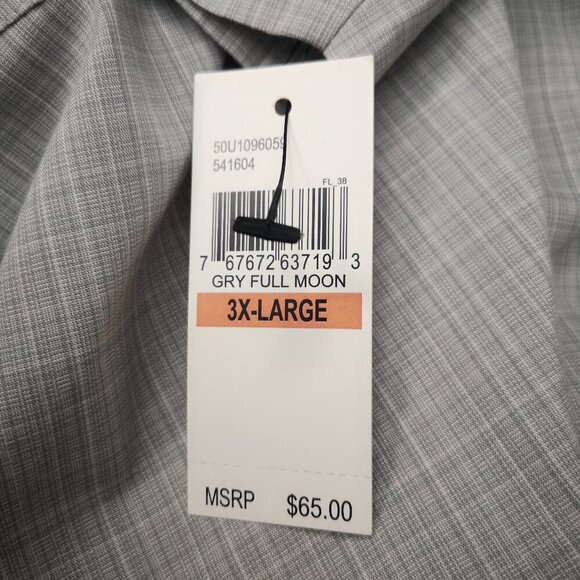 NWT Van Heusen Men's Size 3XL Naturel Stretch Non-Iron Grey Plaid Shirt - Picture 8 of 11